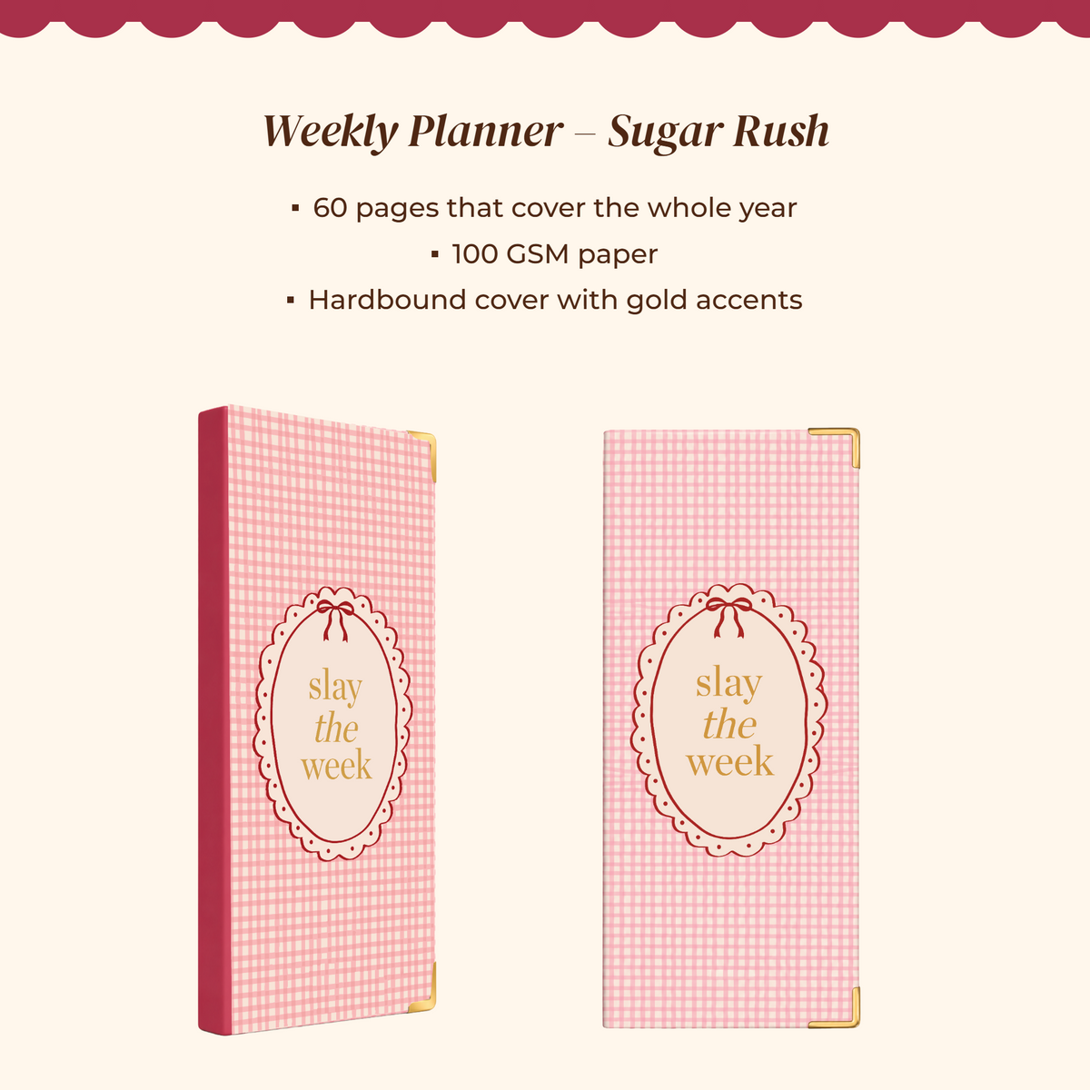 7mm Between The Lines Weekly Planner Pocket, Undated, 120 Pages- Sugar Rush