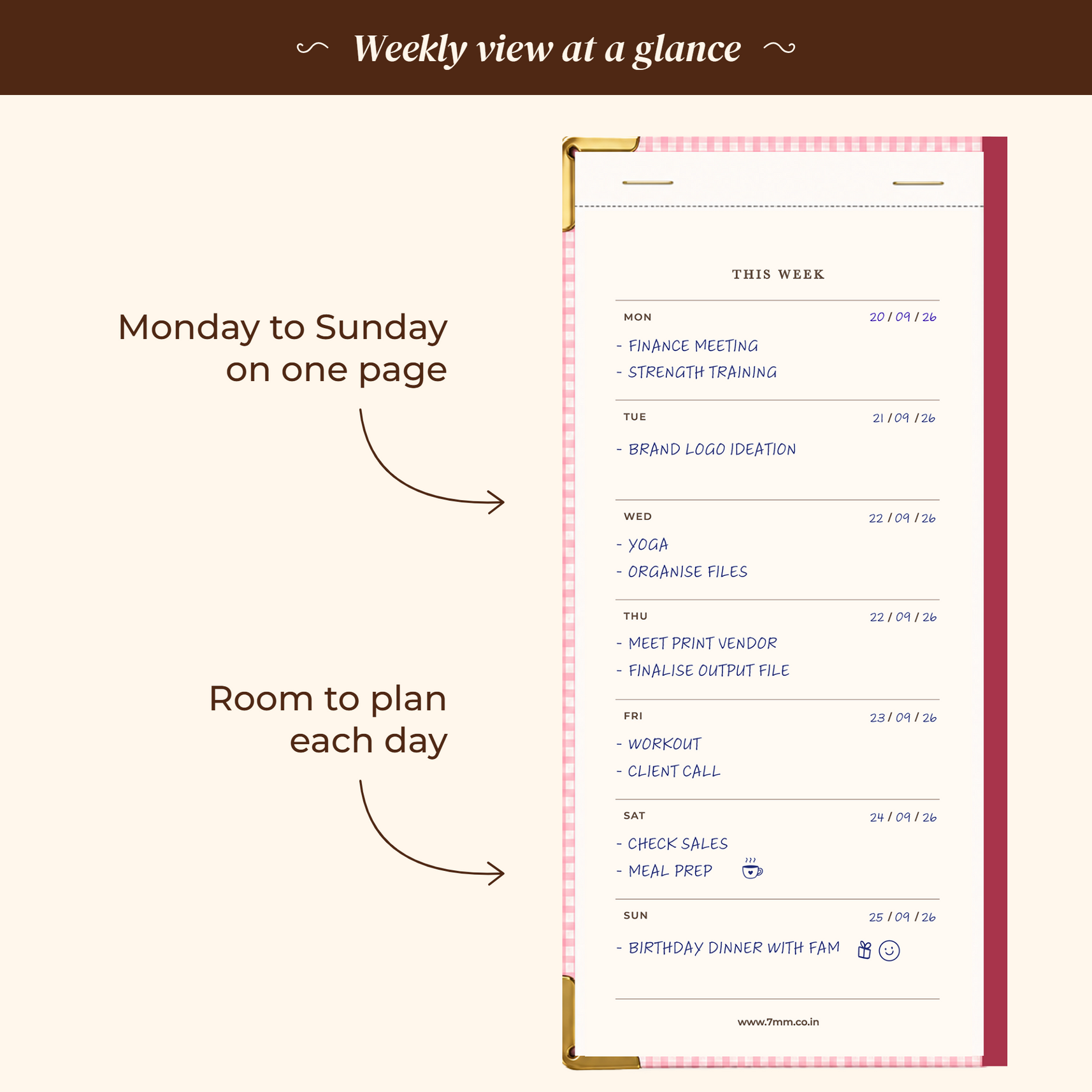 7mm Between The Lines Weekly Planner Pocket, Undated, 120 Pages- Sugar Rush