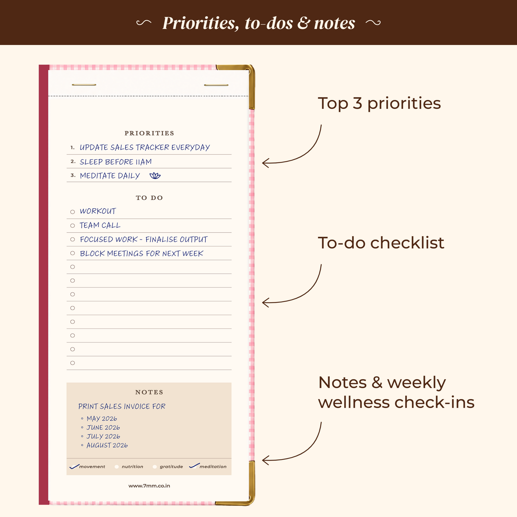 7mm Between The Lines Weekly Planner Pocket, Undated, 120 Pages- Sugar Rush