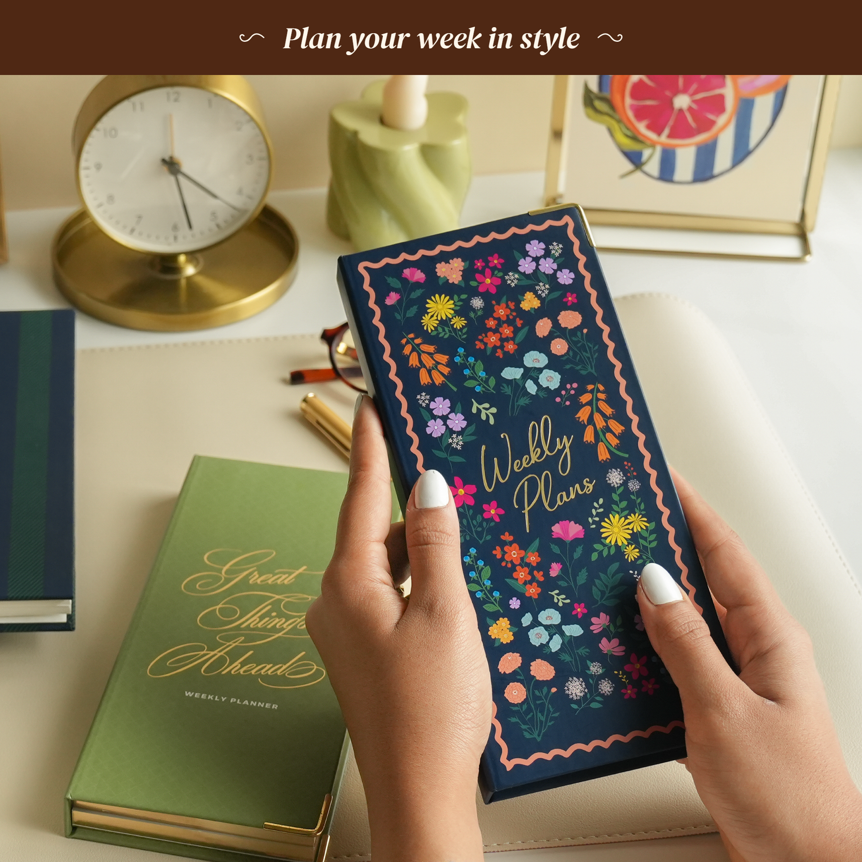 7mm Between The Lines Weekly Planner Pocket, Undated, 120 Pages- Midnight Meadow