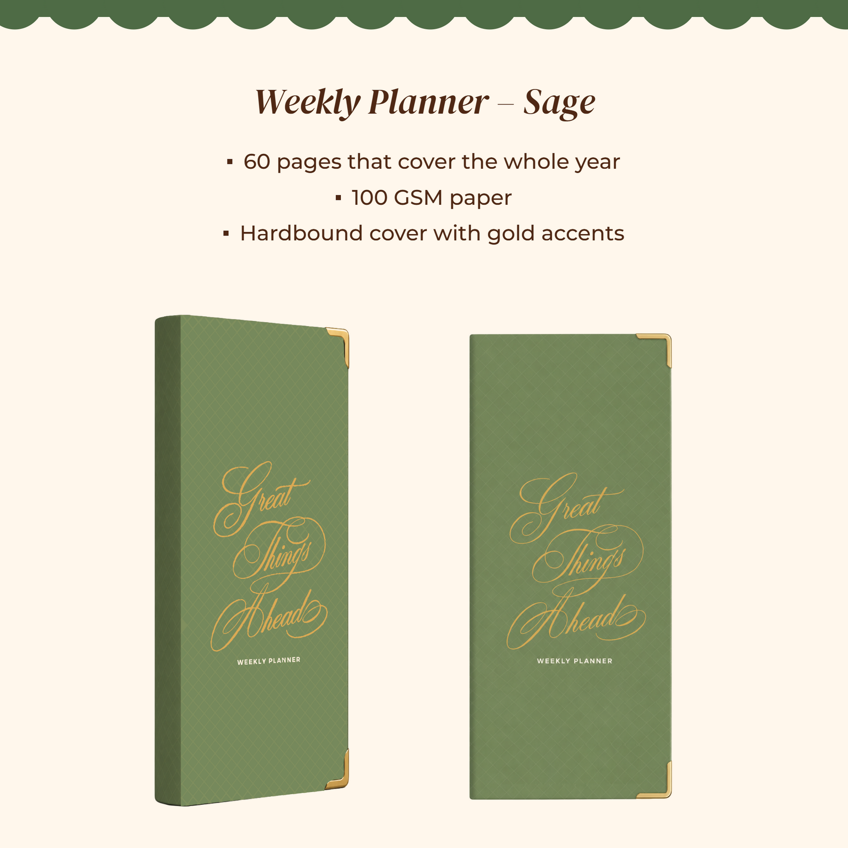 7mm Between The Lines Weekly Planner Pocket, Undated, 120 Pages- Sage