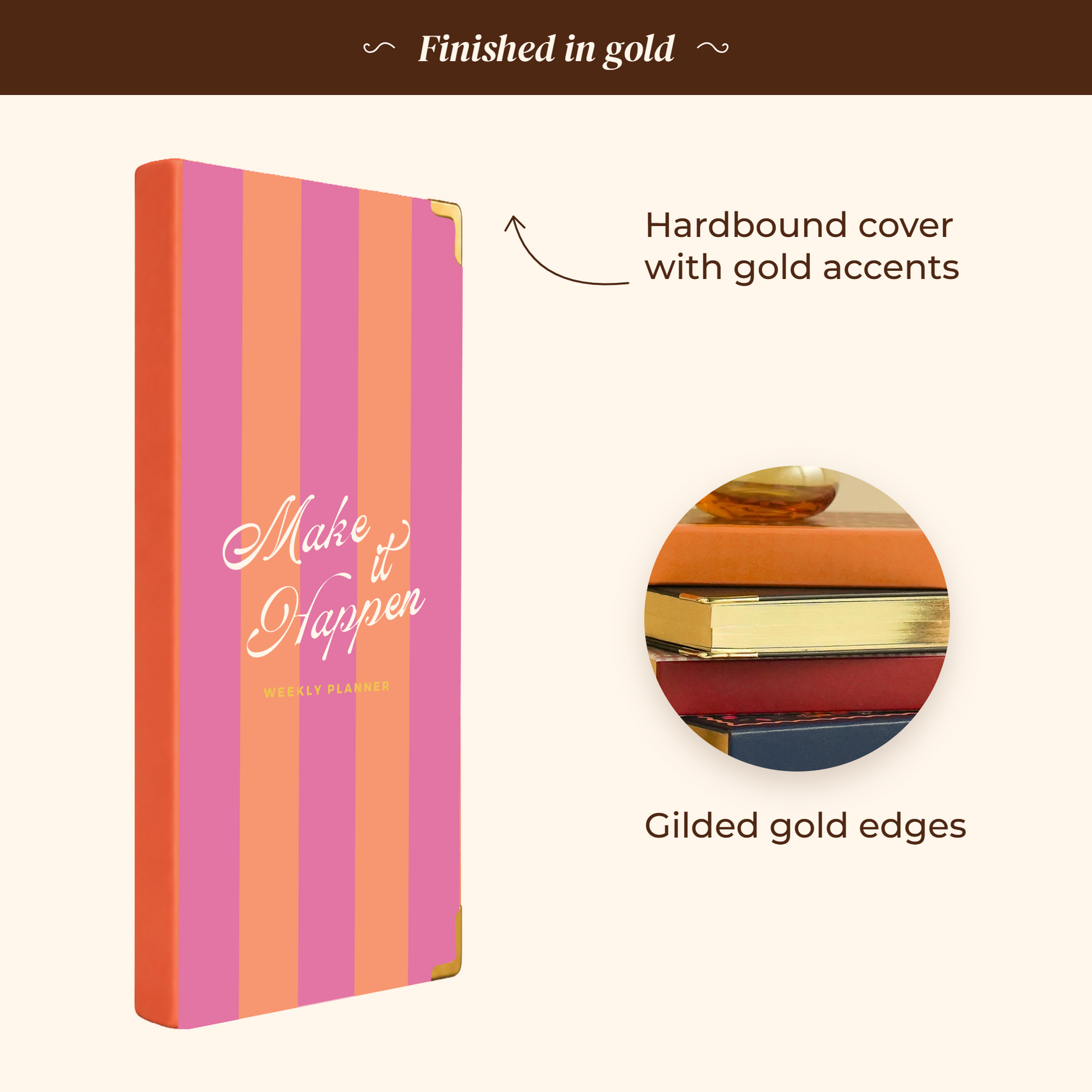 7mm Between The Lines Weekly Planner Pocket, Undated, 120 Pages- Candy Stripes