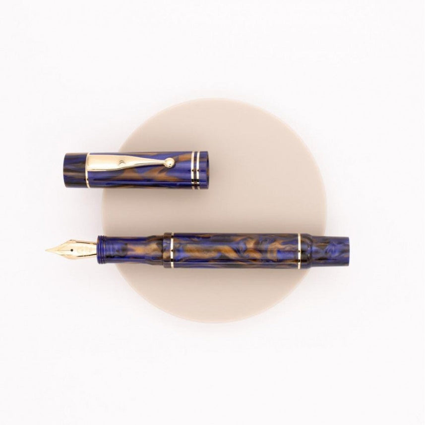 Gioia | Alleria | Fountain Pen | Crepuscola Blue-Brown | Gold Trims