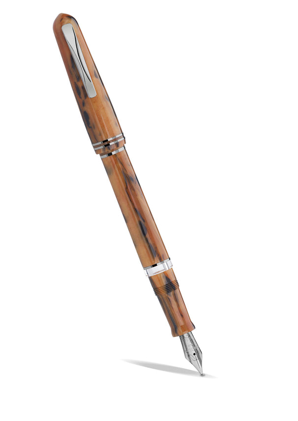 GIOIA Metis Terre di Napoli Black Fountain Pen – Ruthenium Trim