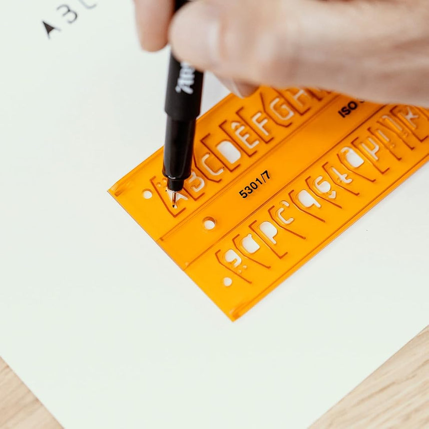Aristo | Letter Stencil | Straight 7mm | Transparent Plastic | Ideal for Nomographer