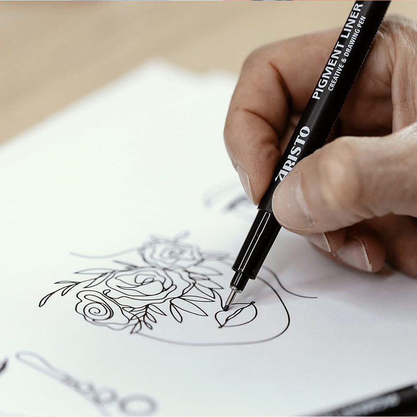 Aristo | Pigment Liner | 0.1, 0.2, 0.3, 0.5, Chisel, Round | Pack of 6