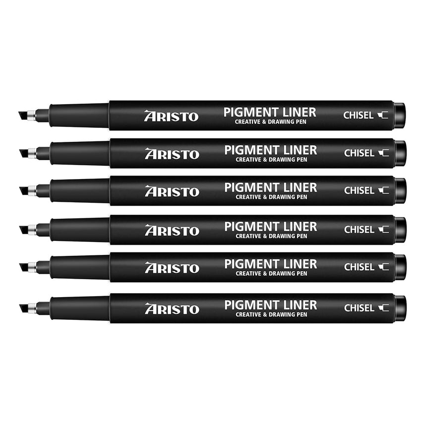 Aristo | Pigment Liner | Chisel Tip | Set of 6 Pens