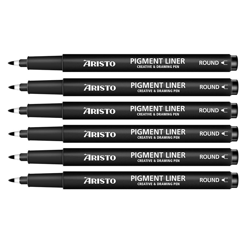 Aristo | Pigment Liner | Round Tip | Set of 6 Pens