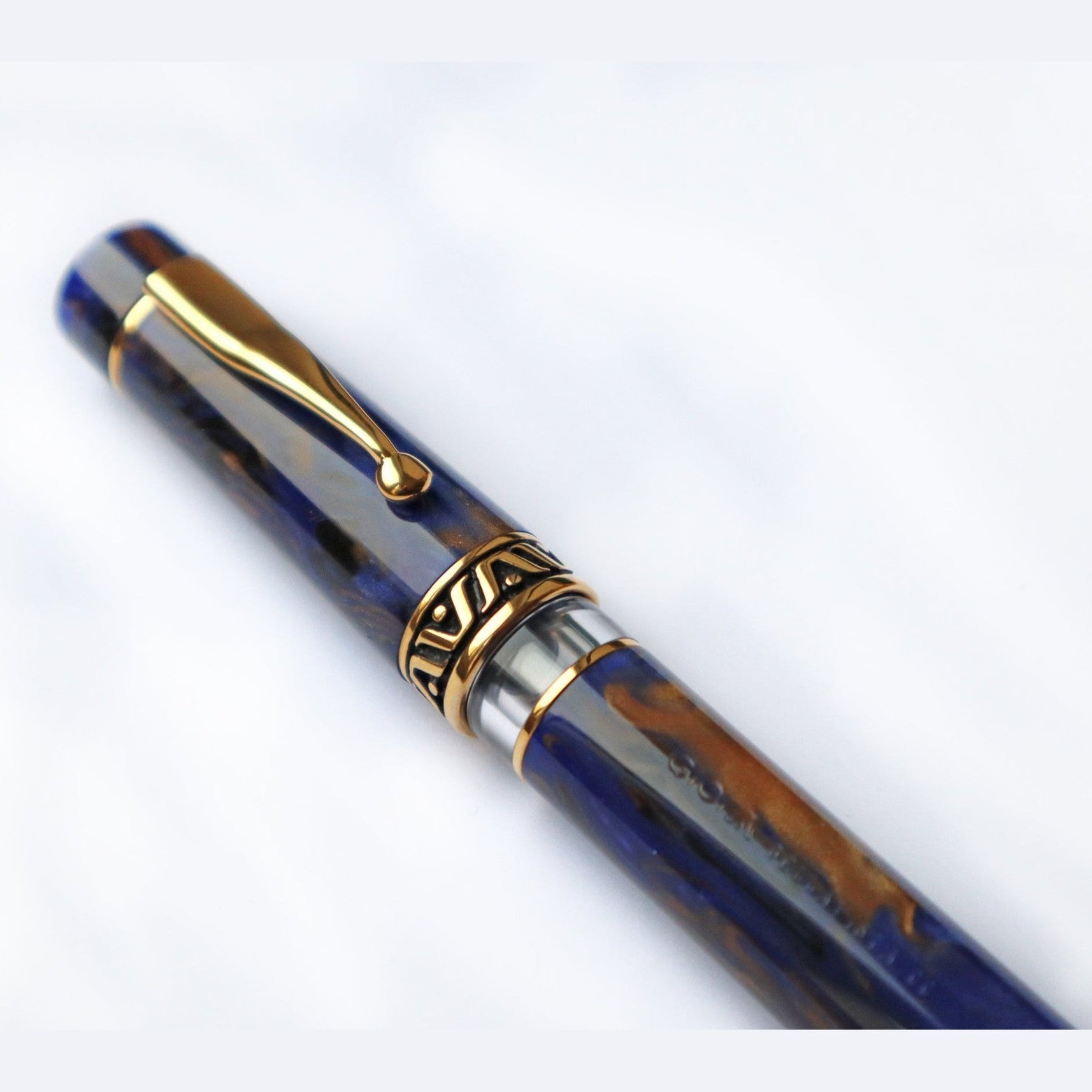 GIOIA Bellavista Crepuscolo Blue-Brown Fountain Pen – Gold Trim