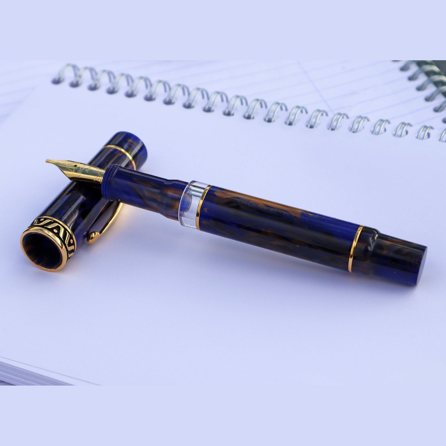 GIOIA Bellavista Crepuscolo Blue-Brown Fountain Pen – Gold Trim