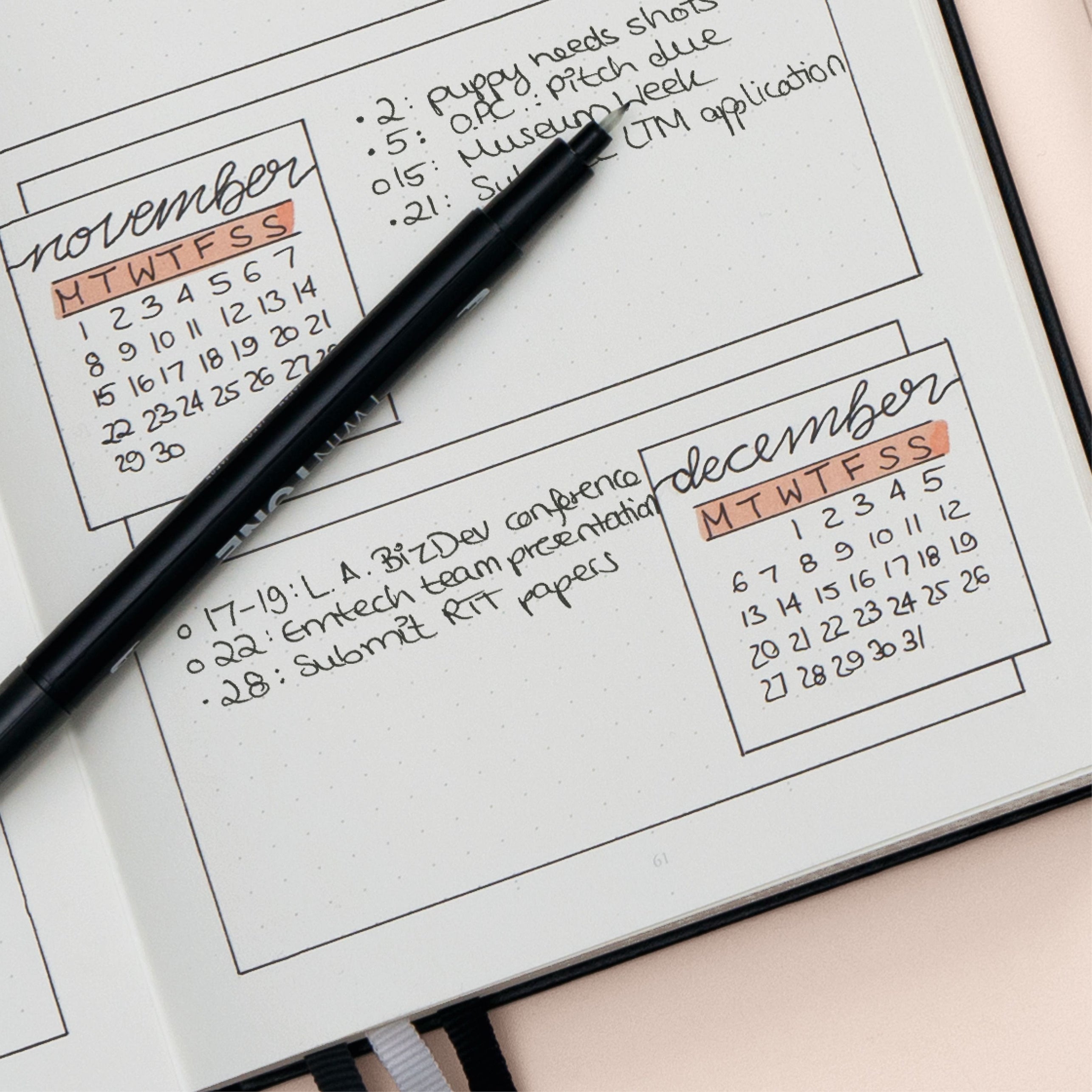 LEUCHTTURM1917 Bullet Journal Edition 2 Hardcover Notebook Medium (A5), Dotted, 206 Pages - Black