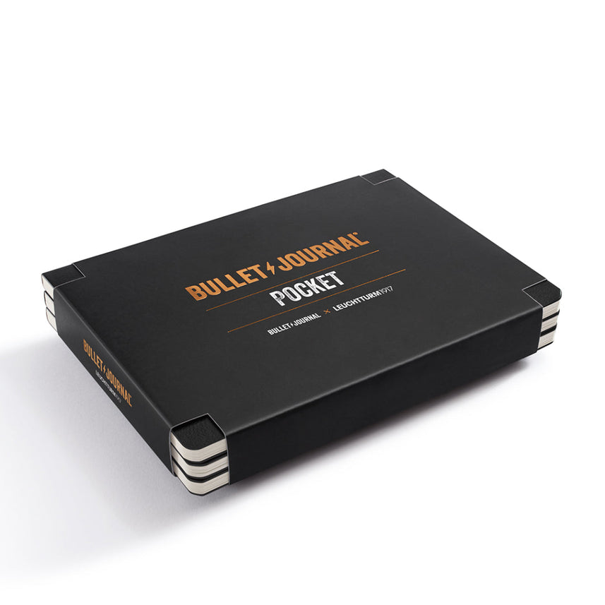 LEUCHTTURM1917 Bullet Journal Notebook Pocket (A6), Dotted, 46 Pages, Pack of 3 - Black