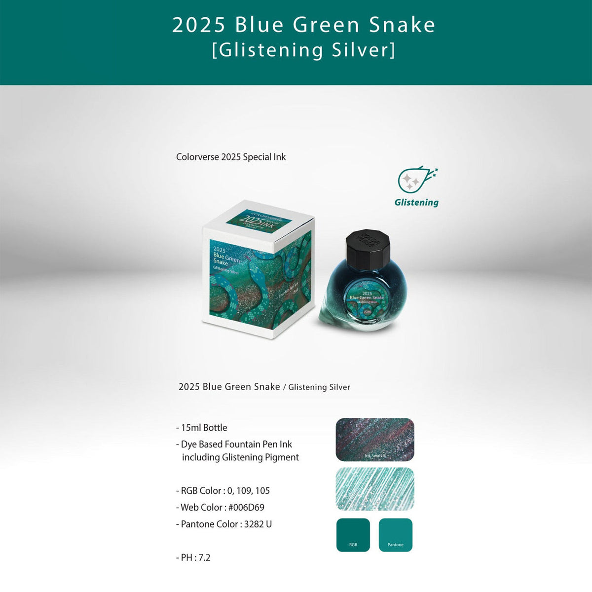 Colorverse | 2025 Blue Green Snake | Standard | Fountain Pen Ink | Shi ...