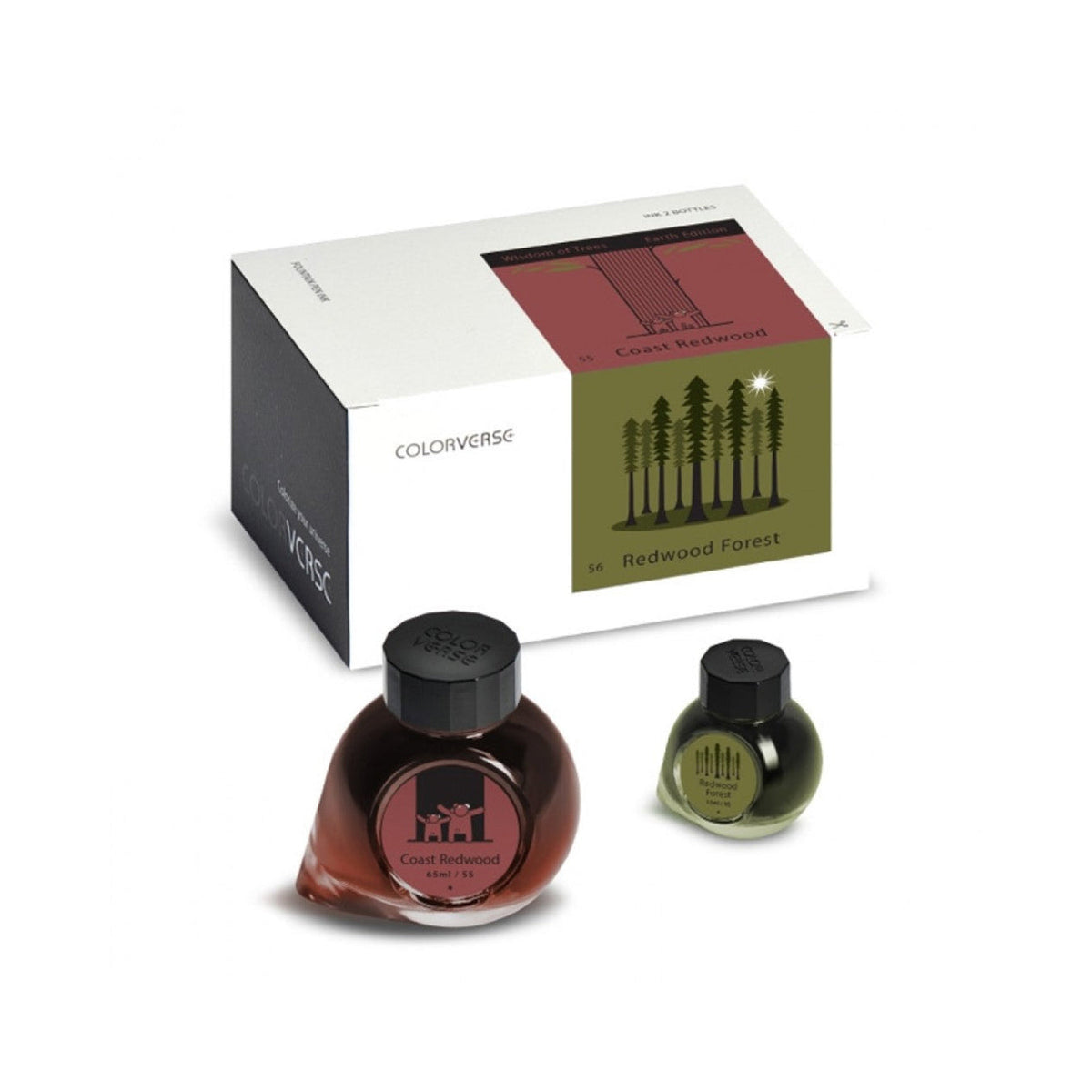 Colorverse Earth Edition Coast Redwood & Redwood Forest Fountain Pen Ink – 65ml & 15ml Set
