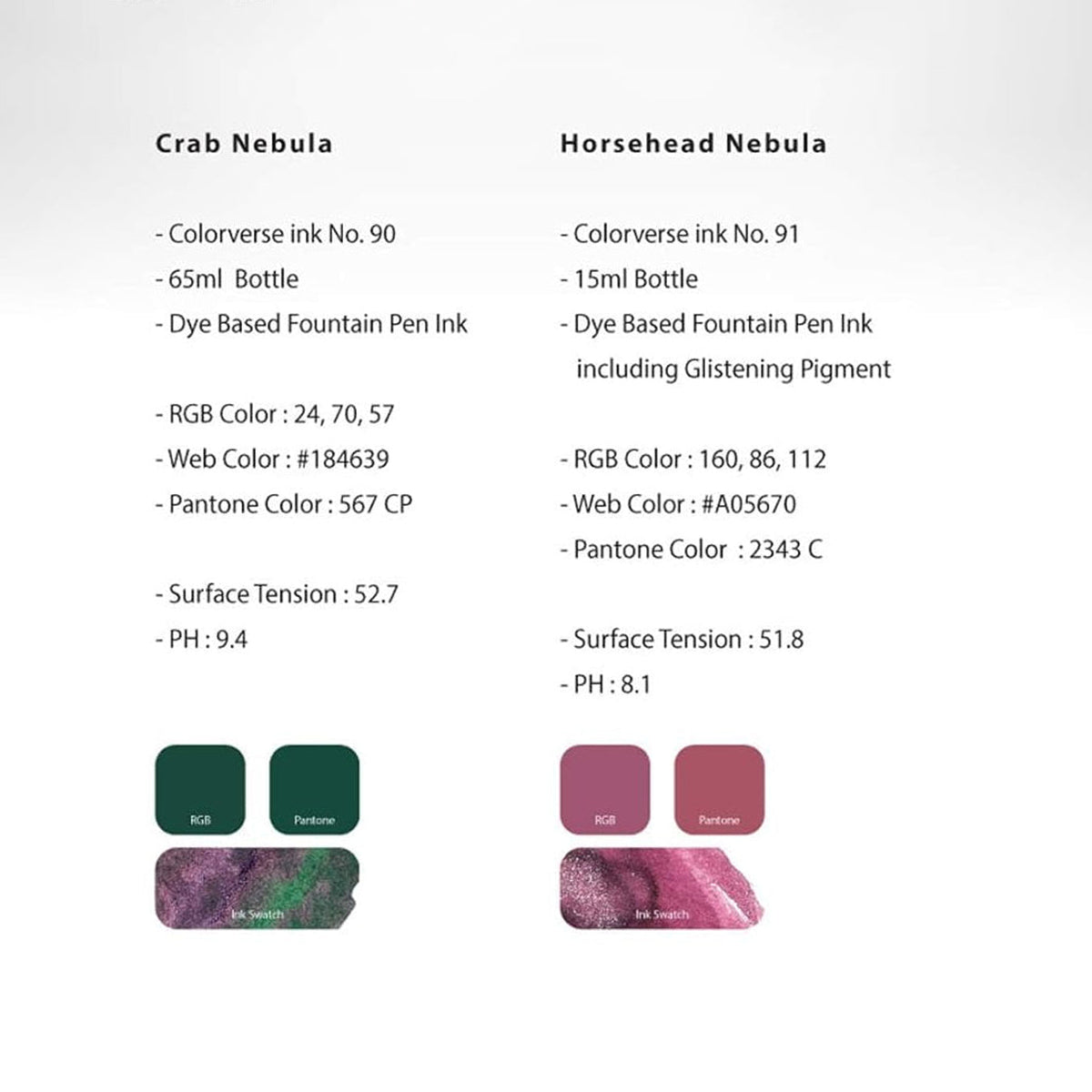 Colorverse Eye On The Universe Crab Nebula & Horsehead Nebula Fountain Pen Ink – 65ml & 15ml Set
