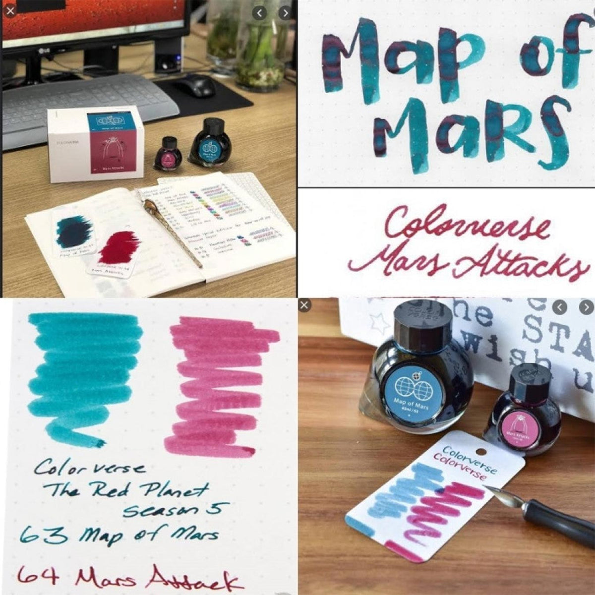 Colorverse The Red Planet Map Of Mars & Mars Attack Fountain Pen Ink – 65ml & 15ml Set