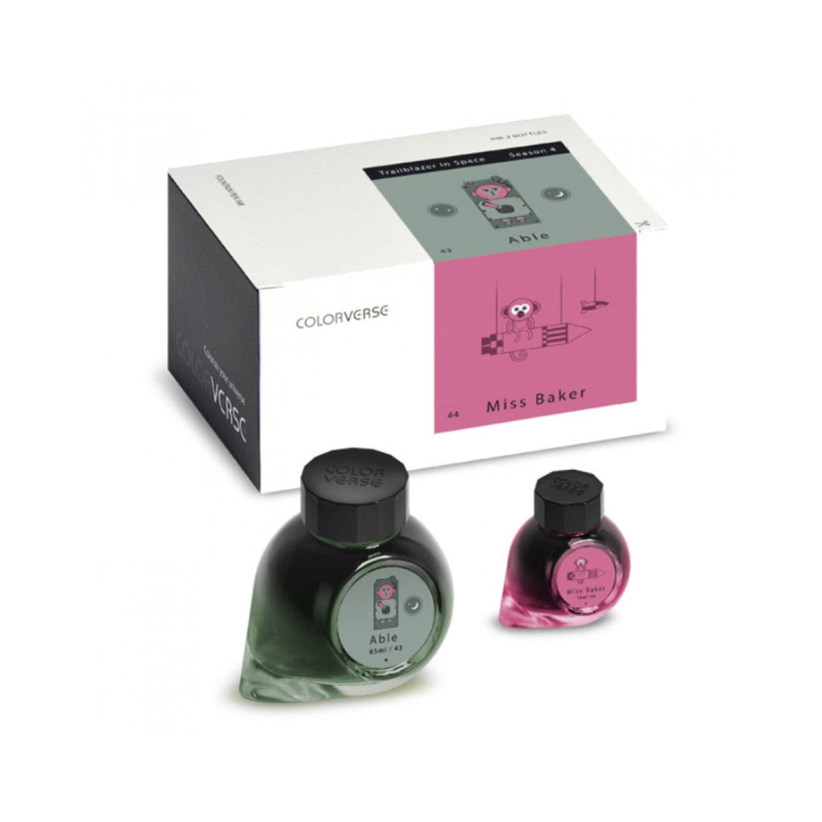 Colorverse Trailblazer In Space Able Green & Miss Baker Pink Fountain Pen Ink – 65ml & 15ml Set