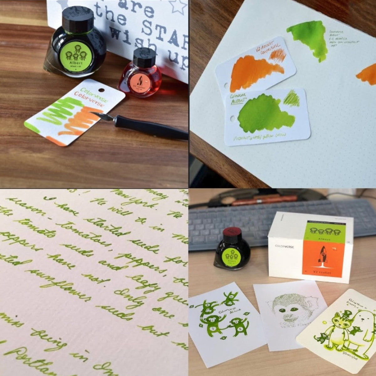 Colorverse Trailblazer In Space Albert Light Green & V2 Rocket Orange Fountain Pen Ink – 65ml & 15ml Set