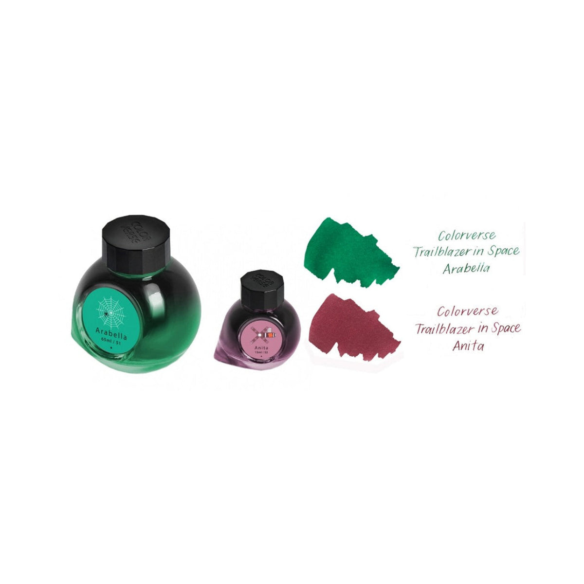 Colorverse Trailblazer In Space Arabella Green & Anita Pink Fountain Pen Ink – 65ml & 15ml Set