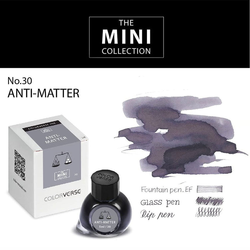 Colorverse Mini |  Gray | Fountain Pen Bottled Ink | 5ml | Anti-Matter