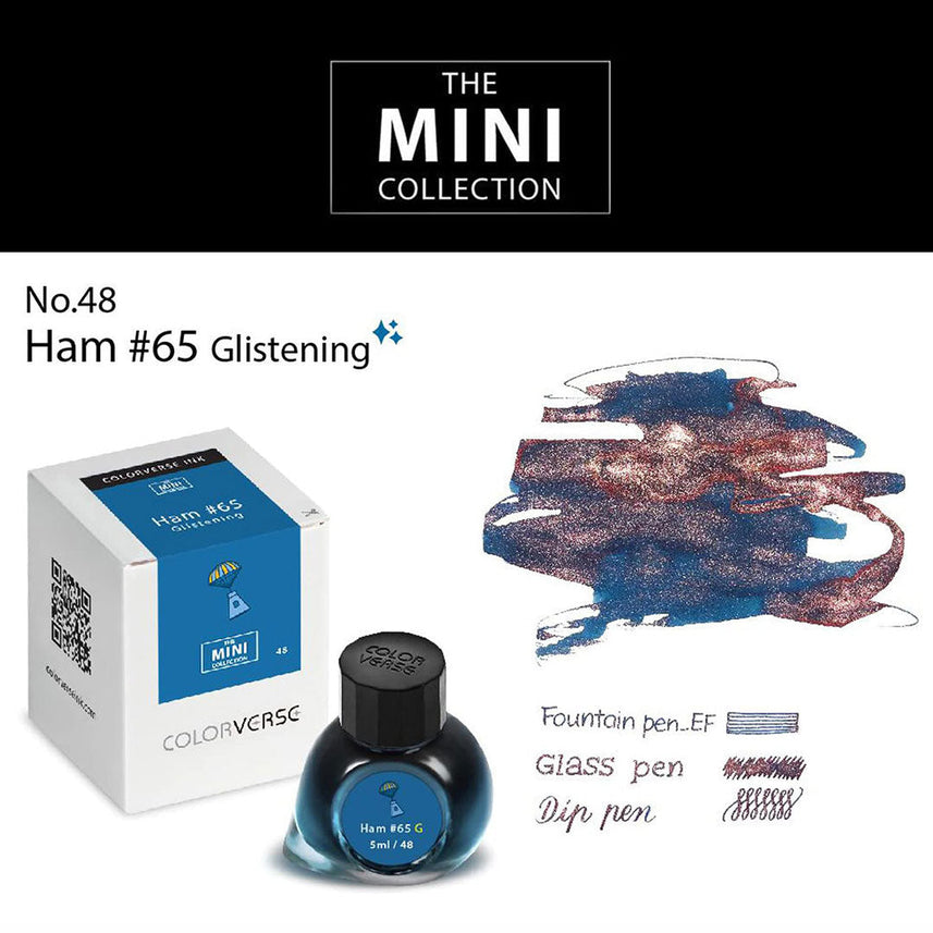 Colorverse Mini | Blue | Fountain Pen Ink Bottled | 5ml | Ham #65 Shimmer