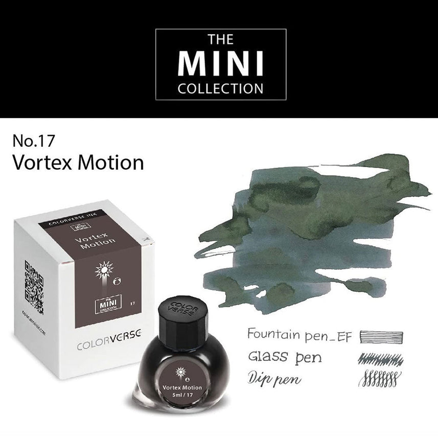 Colorverse Mini | Black | Fountain Pen Bottled Ink | 5ml | Vortex Motion