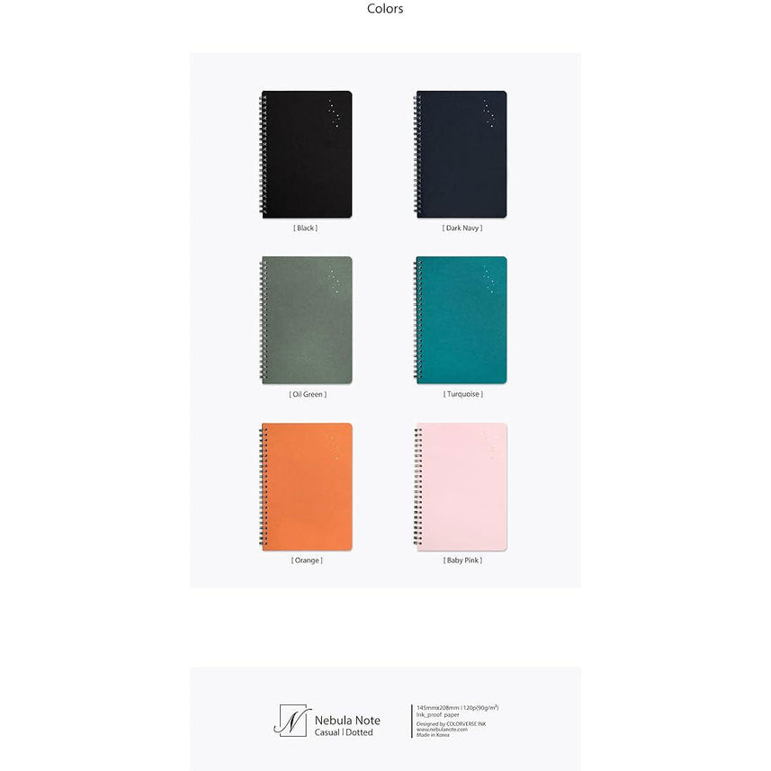 Colorverse | Nebula | Casual Series | Spiral Bound Notebook | Dotted | Turquoise