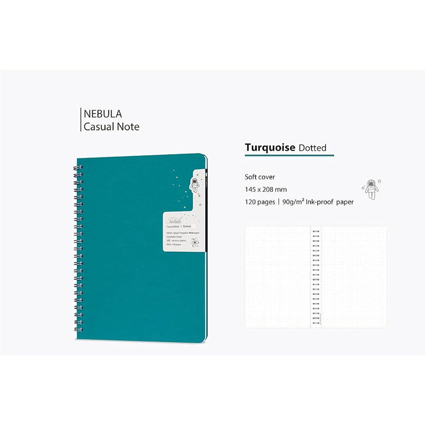 Colorverse | Nebula | Casual Series | Spiral Bound Notebook | Dotted | Turquoise