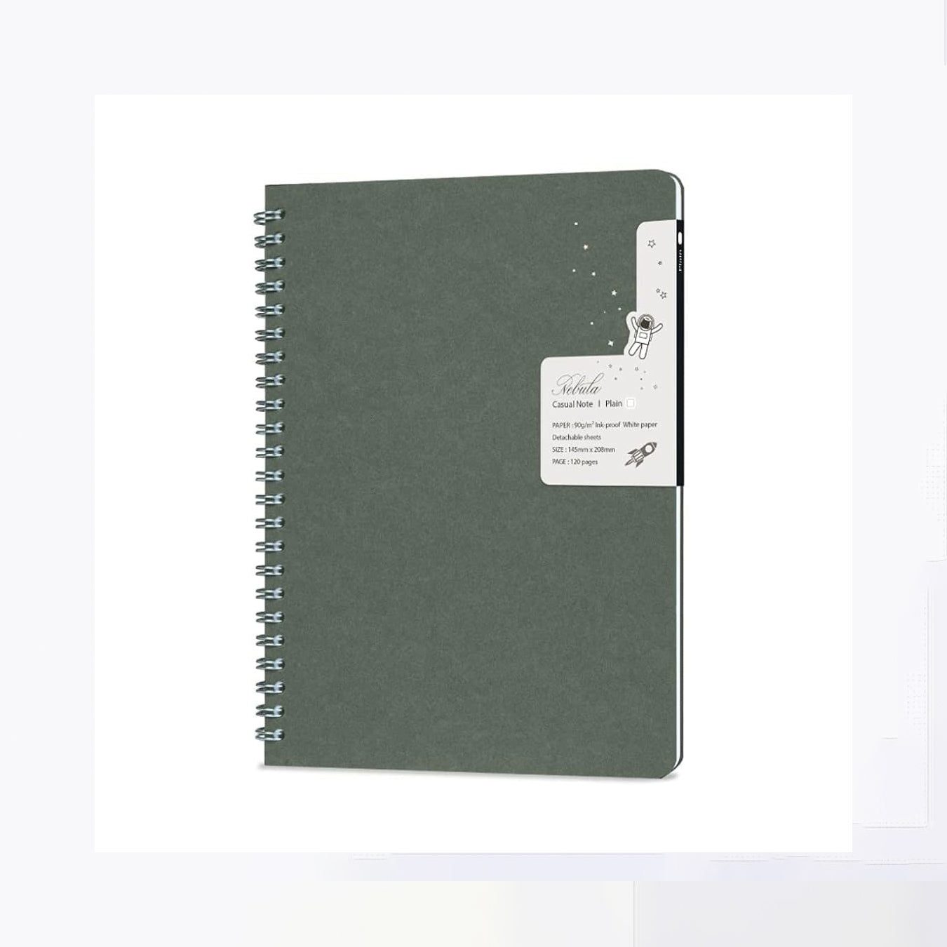 Colorverse | Nebula | Casual Series | Spiral Bound Notebook | Plain | Oil Green