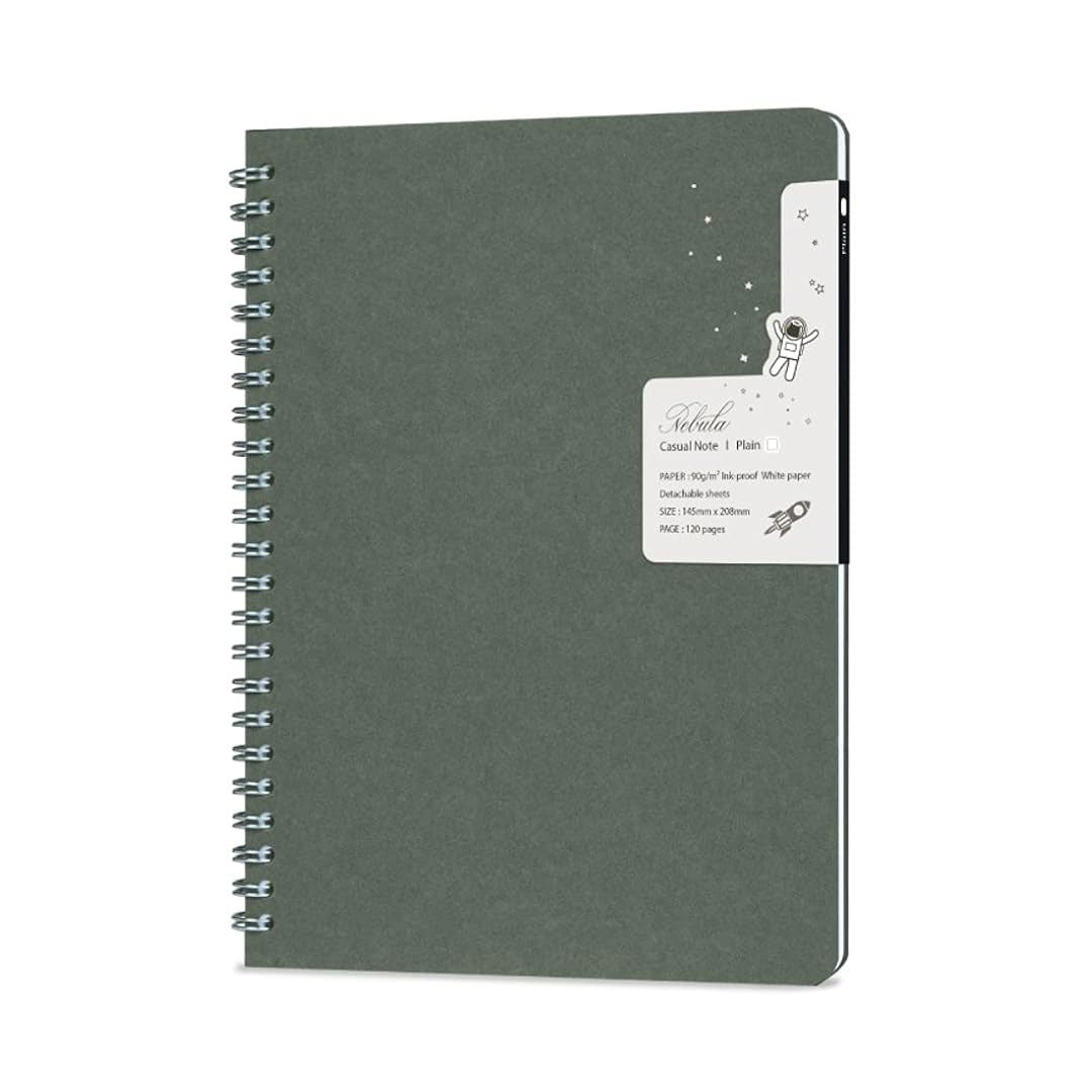 Colorverse | Nebula | Casual Series | Spiral Bound Notebook | Plain | Oil Green