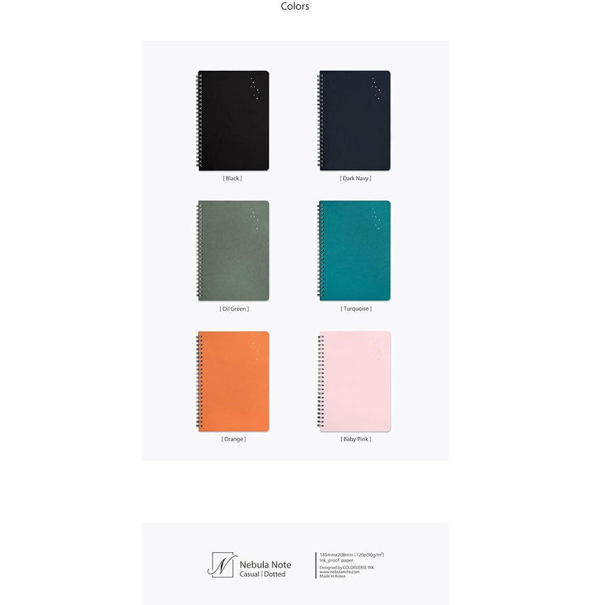 Colorverse | Nebula | Casual Series | Spiral Bound Notebook | Ruled | Turquoise