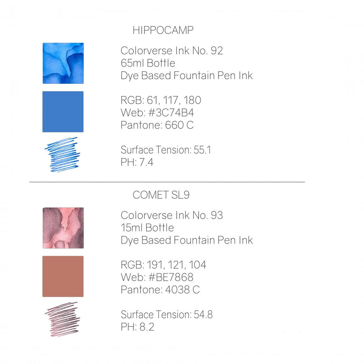 Colorverse Eye On The Universe Hippocamp & Comet SL9 Fountain Pen Ink – 65ml & 15ml Set