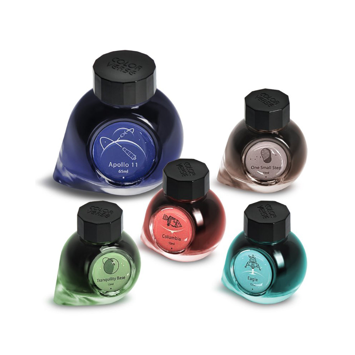 Colorverse | Blue | Fountain Pen Ink Bottled | First Moon Landing | Limited Edition 65ml, 15ml x 4bottle.