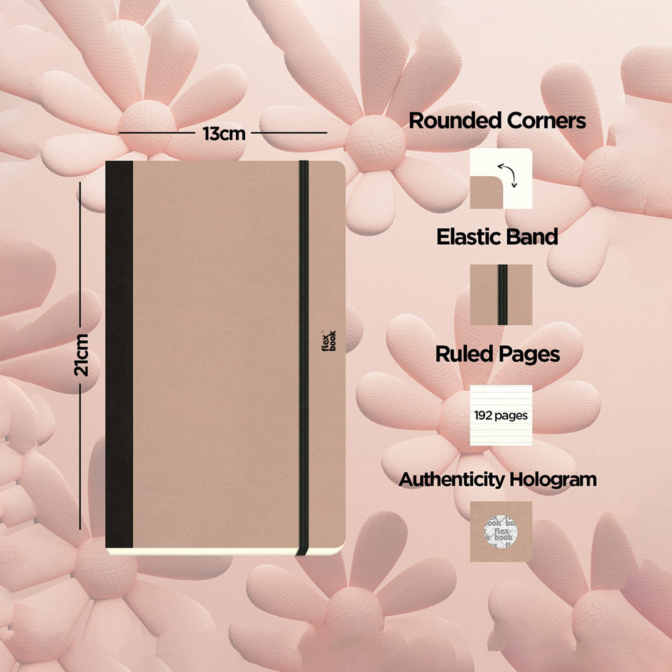 Flexbook | Ruled | Medium A5 Size Notebook | Almond | Ecosmiles Eco Series