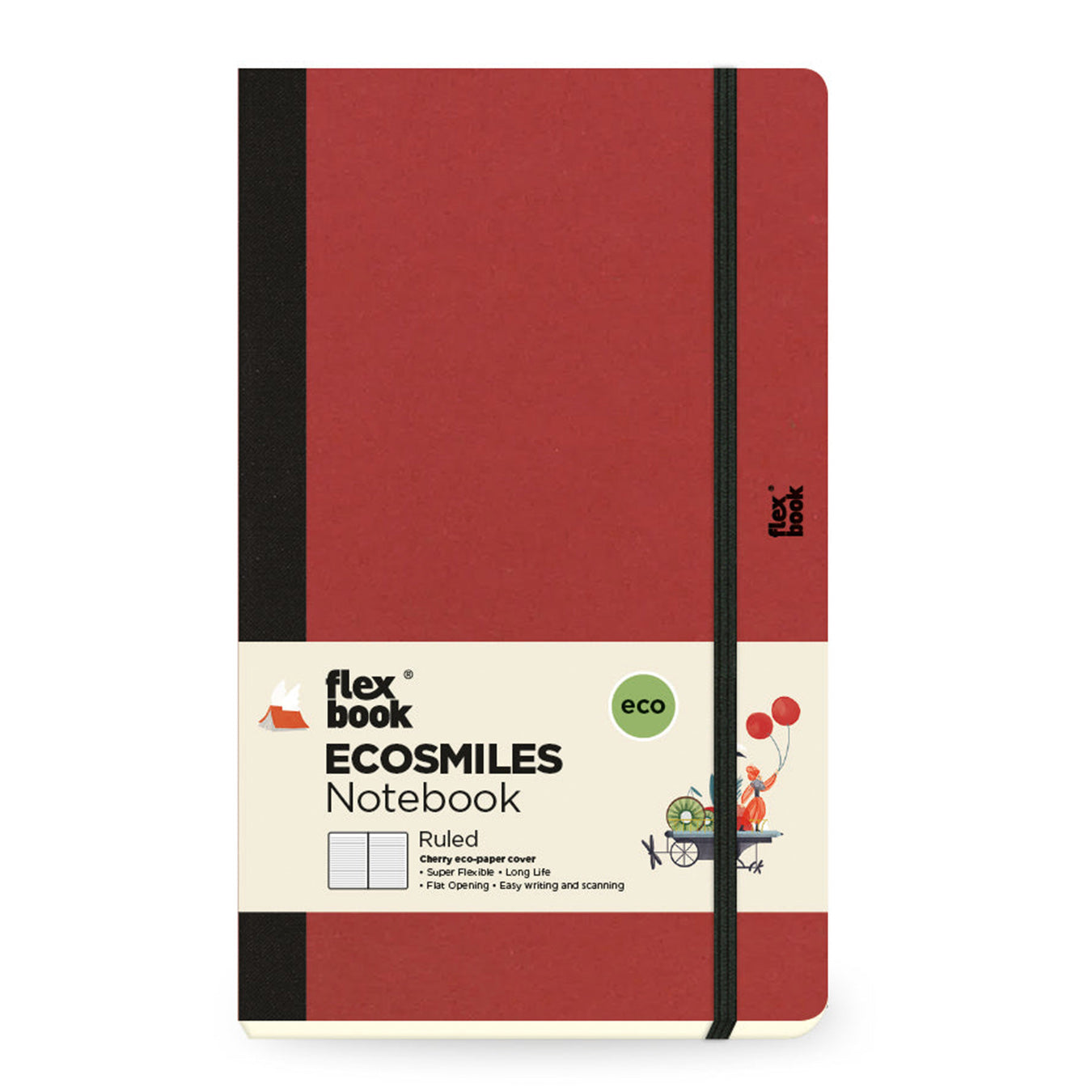 Flexbook | Ruled | Medium A5 Size Notebook | Cherry | Ecosmiles Eco Series