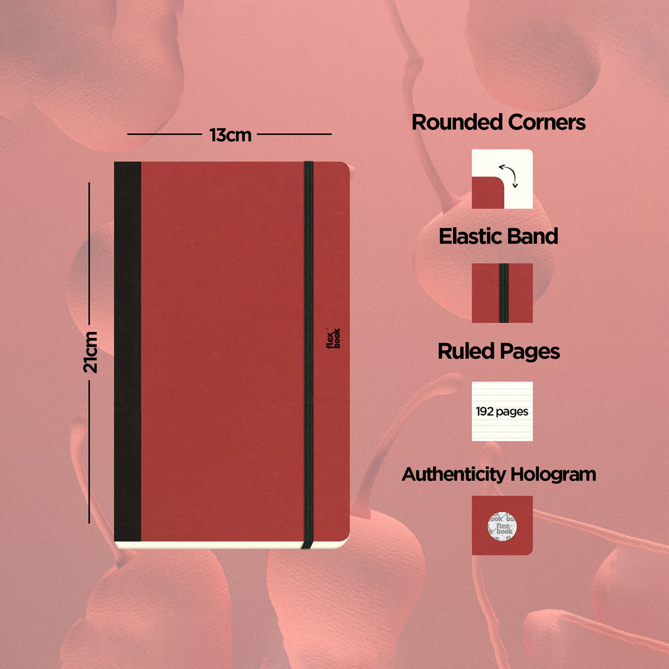 Flexbook | Ruled | Medium A5 Size Notebook | Cherry | Ecosmiles Eco Series