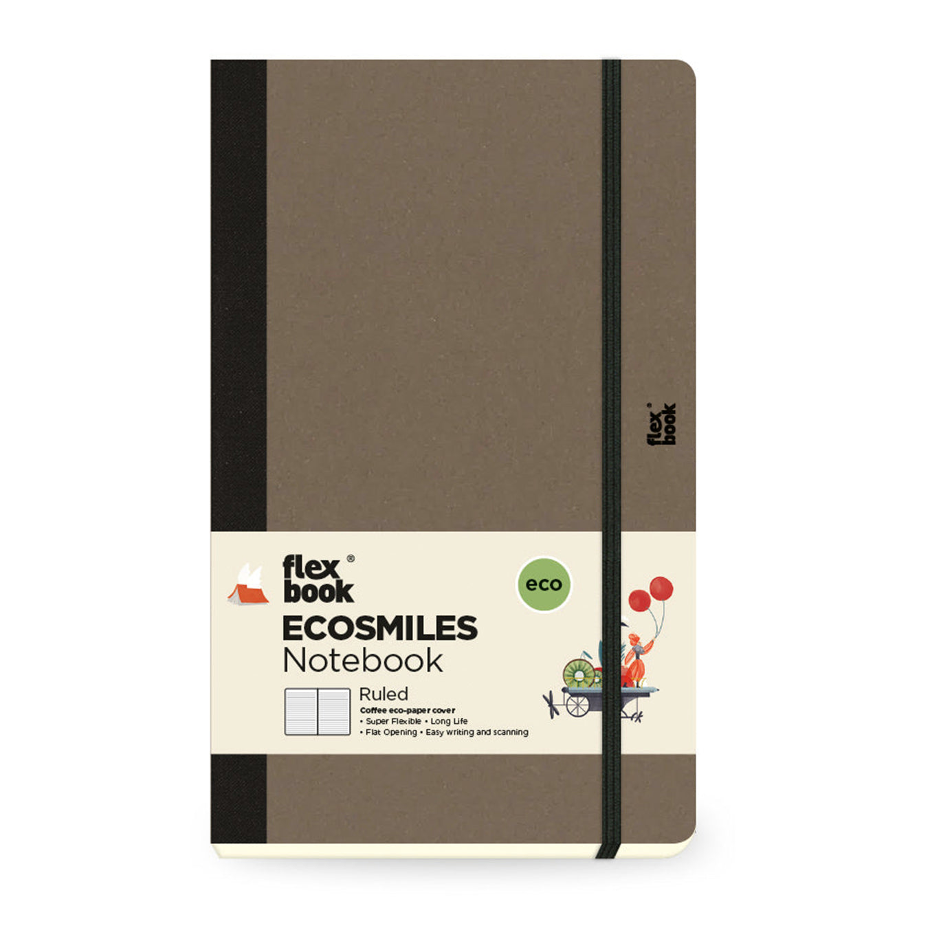 Flexbook | Ruled | Medium A5 Size Notebook | Coffee | Ecosmiles Eco Series
