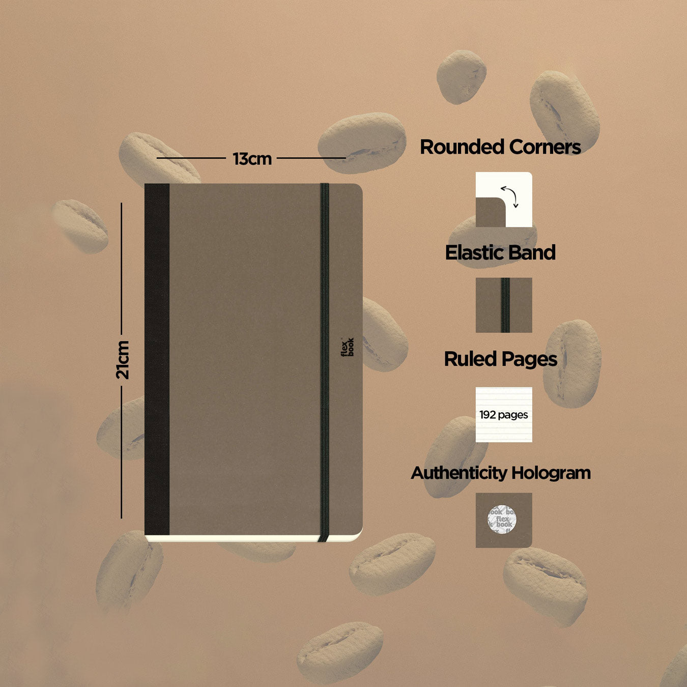 Flexbook | Ruled | Medium A5 Size Notebook | Coffee | Ecosmiles Eco Series