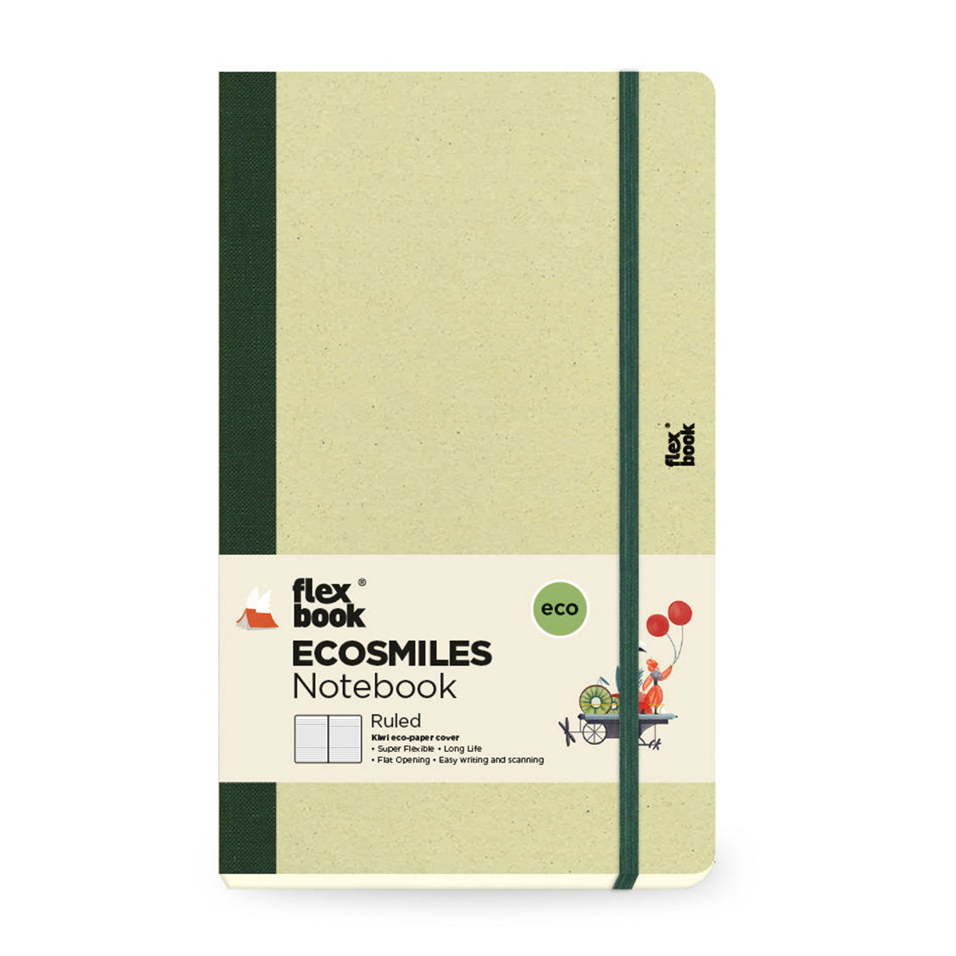 Flexbook | Ruled | Medium A5 Size Notebook | Kiwi | Ecosmiles Eco Series