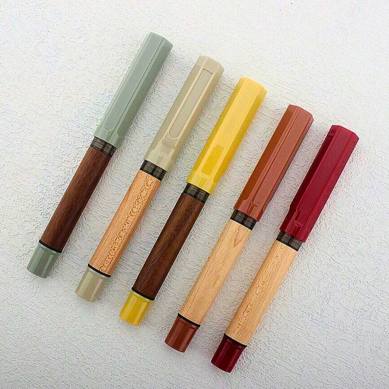 Jinhao 62 Wooden Fountain Pen - Fine Nib (0.5mm) with Converter, Perfect for Calligraphy, School, and Office Use