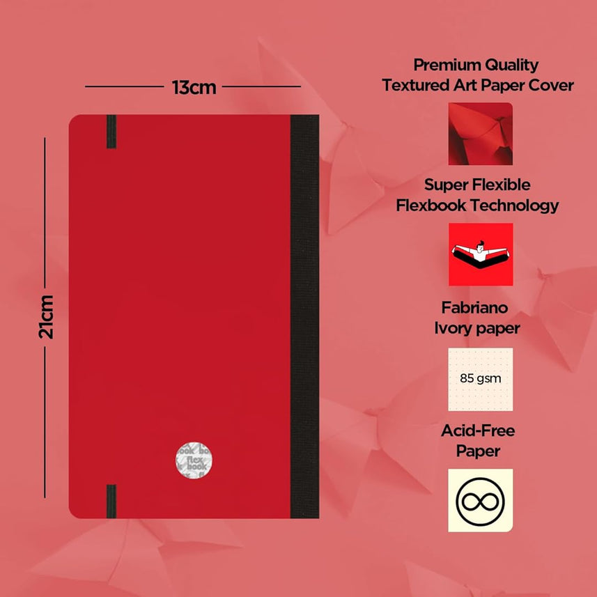 Flexbook | Dotted | Medium A5 Size Notebook | Red | 60 Years Special Edition