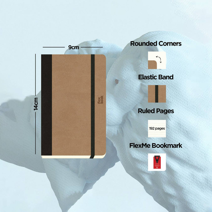 Flexbook | Ruled | Pocket A6 Size Notebook | Camel | Adventure Series