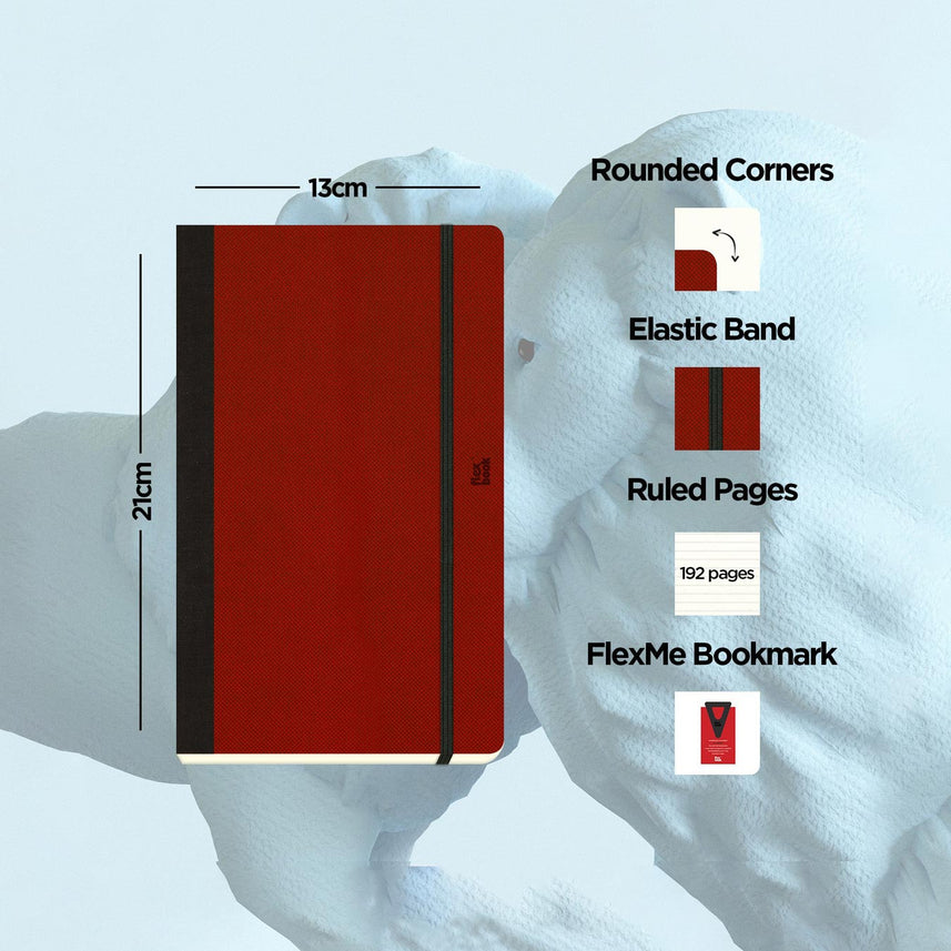 Flexbook | Ruled | Medium A5 Size Notebook | Red | Adventure Series