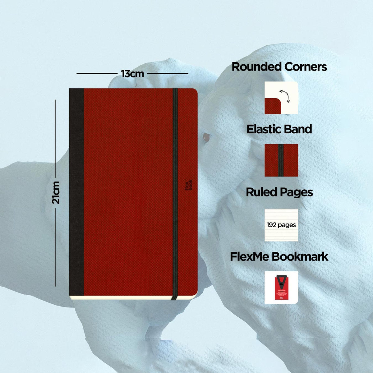 Flexbook | Ruled | Medium A5 Size Notebook | Red | Adventure Series