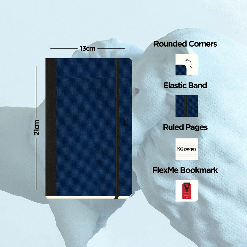 Flexbook | Ruled | Medium A5 Size Notebook | Royal Blue | Adventure Series