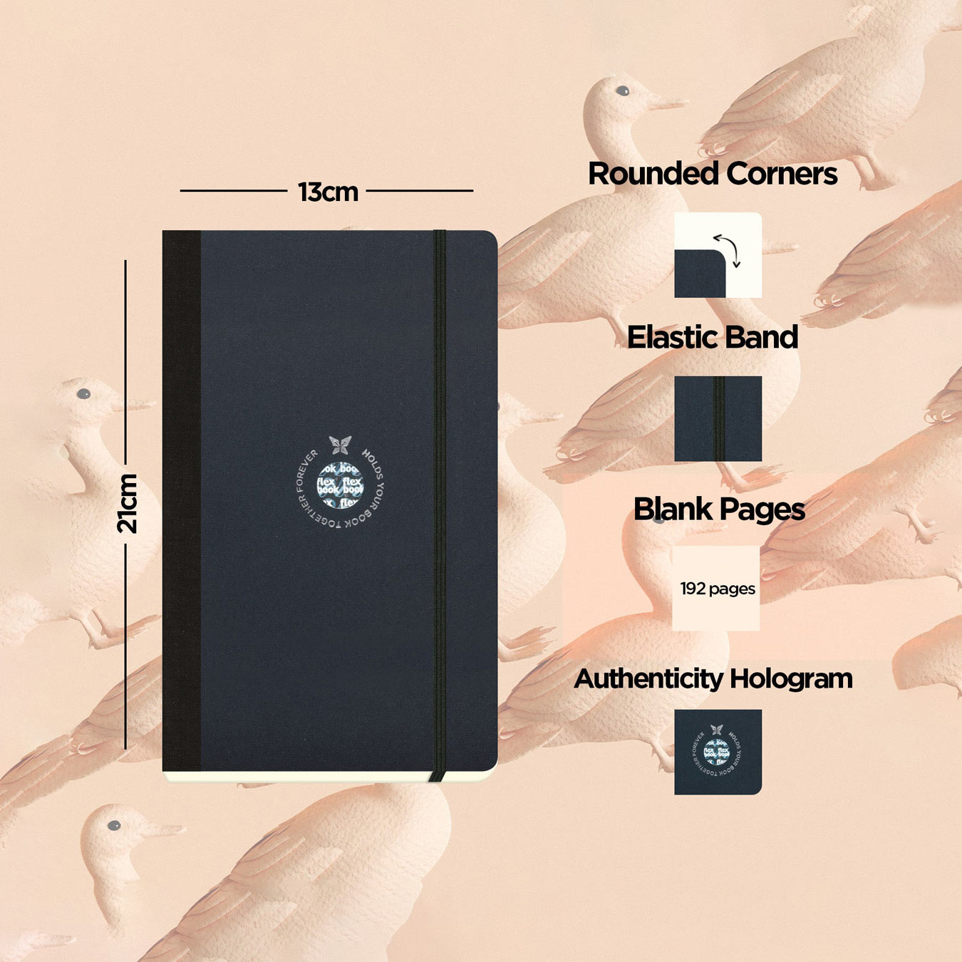Flexbook | Plain | Medium A5 Size Notebook | Black | Flex Global