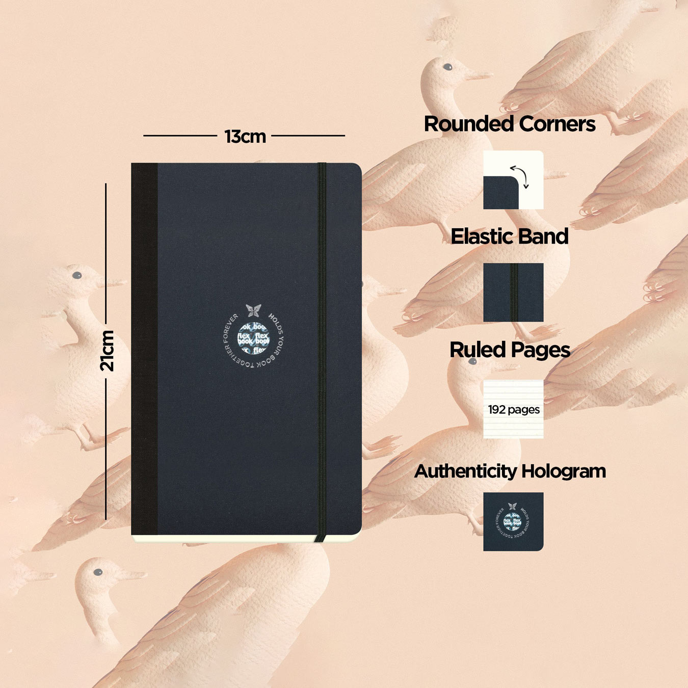 Flexbook | Ruled | Medium A5 Size Notebook | Black | Flex Global