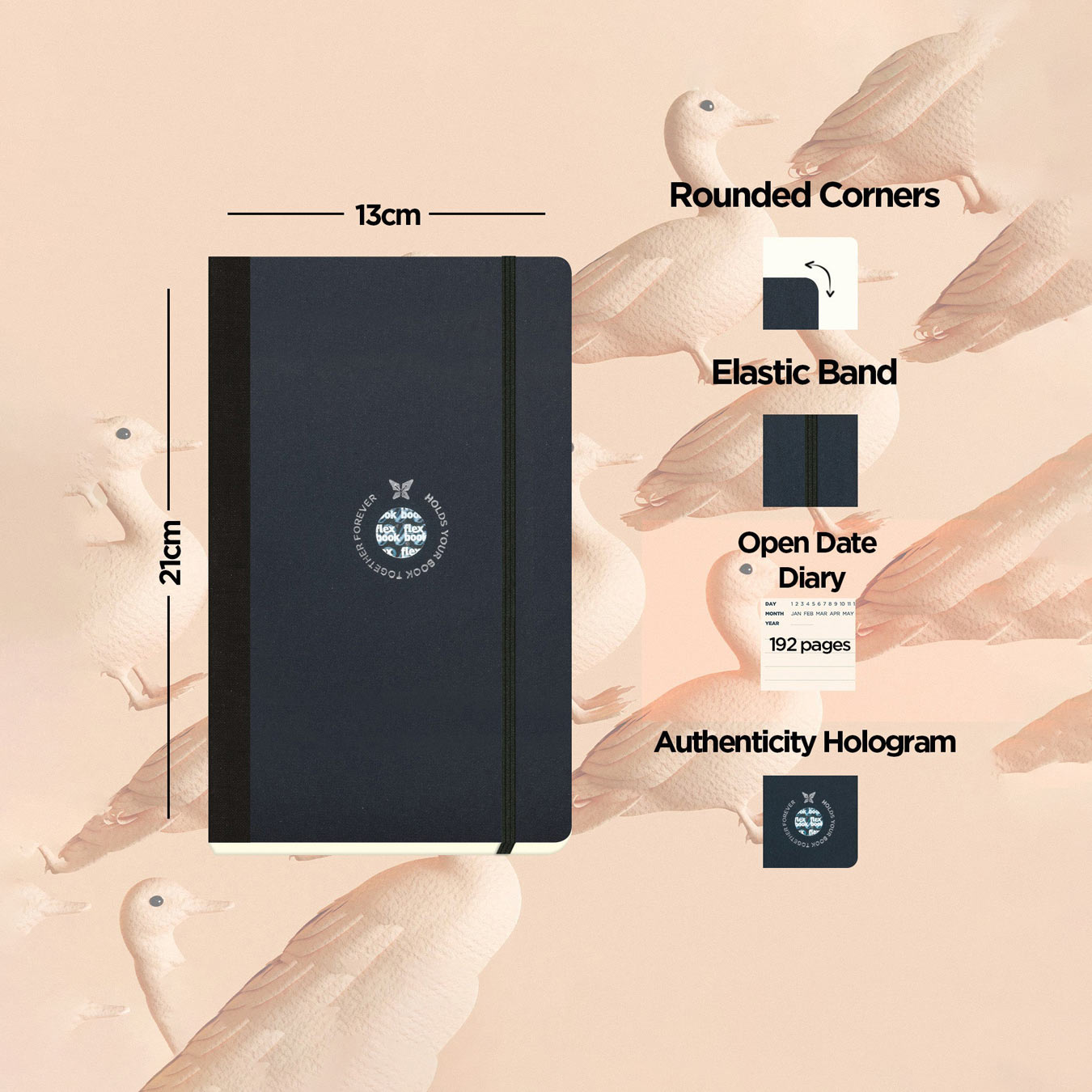 Flexbook | Open Date | Medium A5 Size Planner | Black | Flex Global