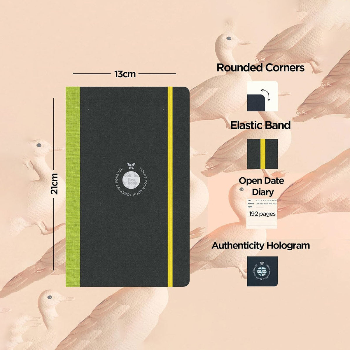 Flexbook | Open Date | Medium A5 Size Planner | Light Green | Flex Global