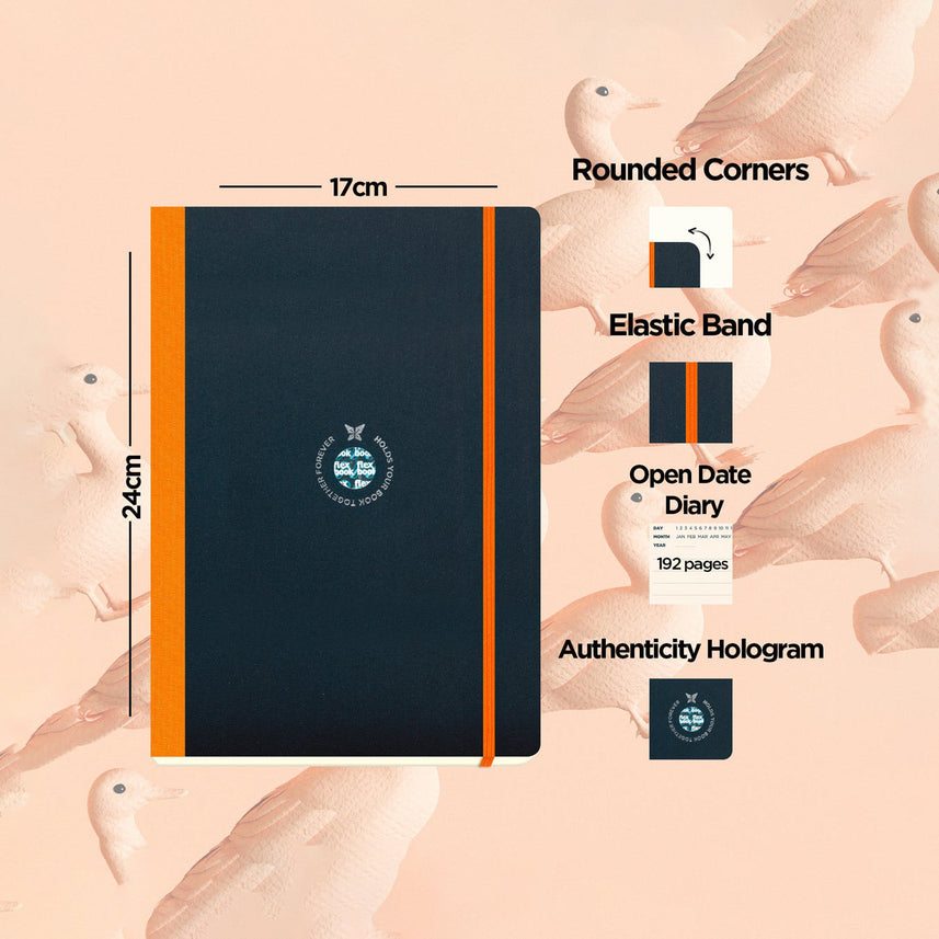Flexbook | Open Date | Large B5 Size Planner | Orange | Flex Global